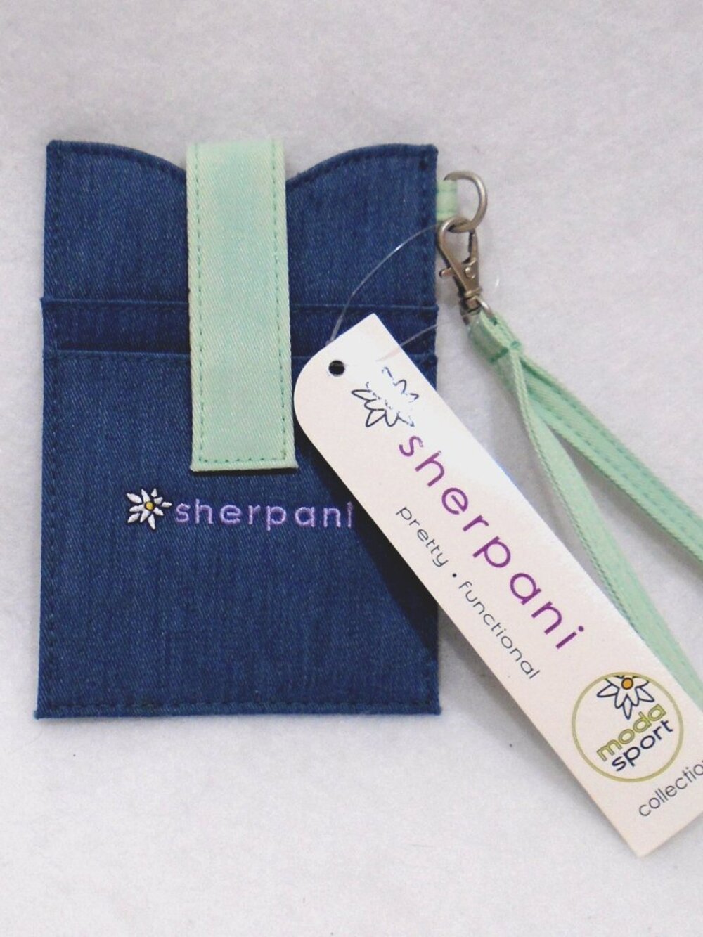 SHERPANI Bijou Wristlet Stone Blue for cash, I.D. credit cards 3.75"x4.5"